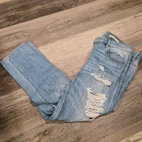 Guess Distressed Hipster Punk Tomboy Light Wash Ripped Skinny Jeans US 27 - Picture 10 of 13